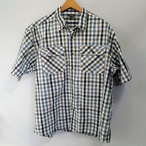 Great Northwest Other - Great Northwest Men's XL Short Sleeve Blue Green White Gray Plaid Button Up